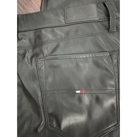 Tommy Jeans Women's Mid-Rise Faux-Leather Straight-Leg Pants Black Size 30 - Picture 7 of 9